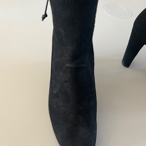 Stuart Weitzman Catch Suede Ankle Tie Boots Black - Size 8 - Picture 2 of 13